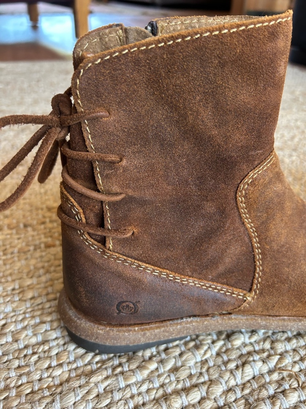 Born Brown Suede Lace-Up Side-Zip Ankle Boots - Picture 3 of 5